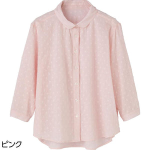 7分袖ドビーブラウス ピンク M