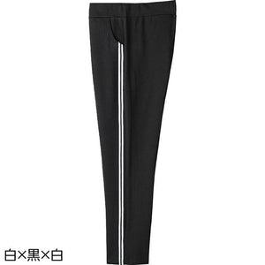 カットライン入りパンツ 白×黒×白 L