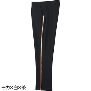 カットライン入りパンツ モカ×白×茶 M