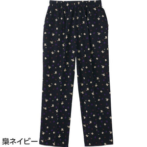 動物柄楊柳フリーパンツ 梟ネイビー M