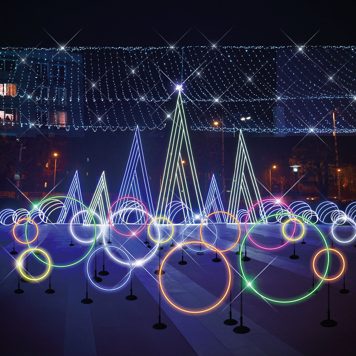 LEDフレキシ リング イルミネーション 飾り オレンジ(大)