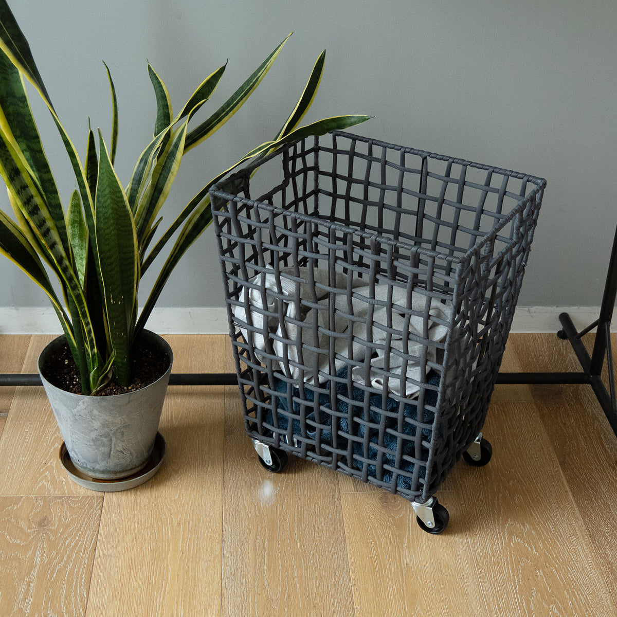 ラフニット ランドリーバスケット 45L キャスター付き ブラウン