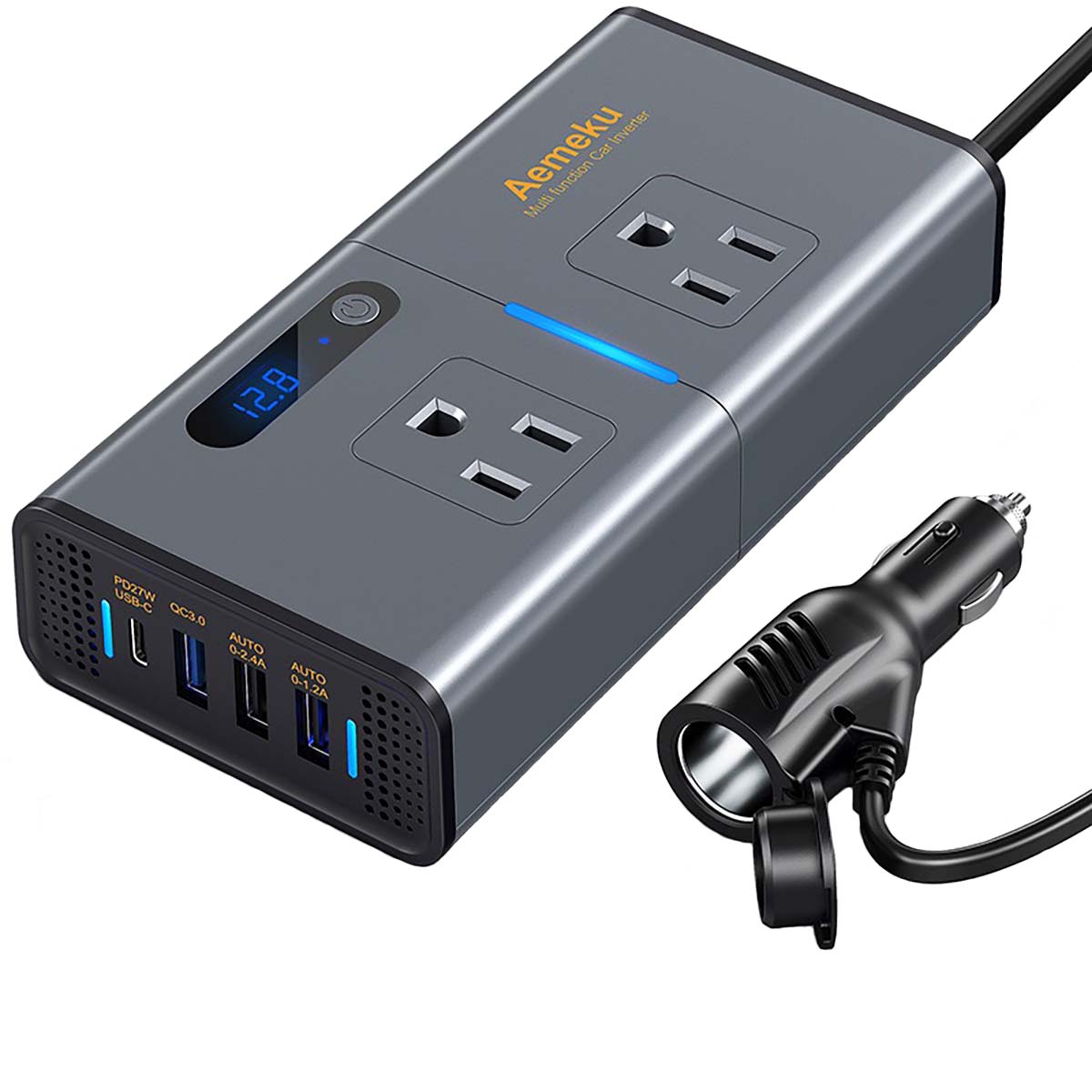 カーインバーター シガーソケット ブラック 12V110V(K)