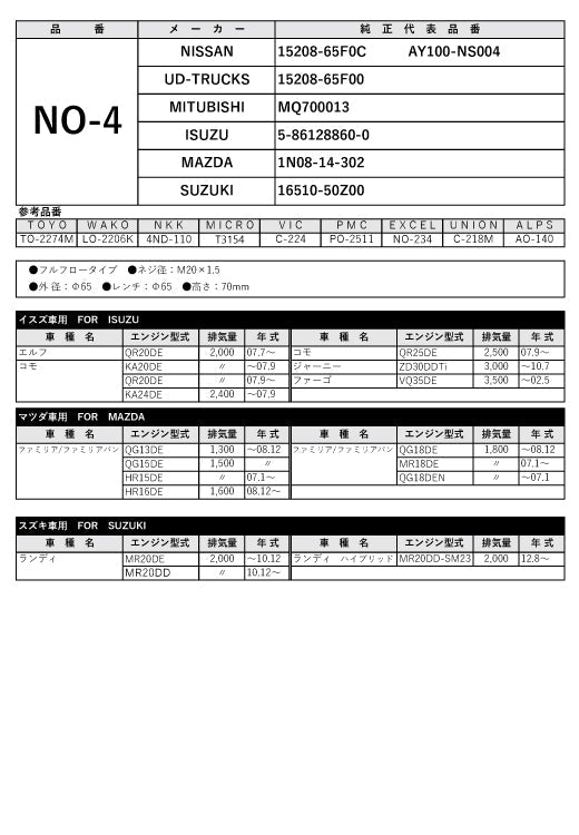 フェスコ FILT オイルフィルター NO-4