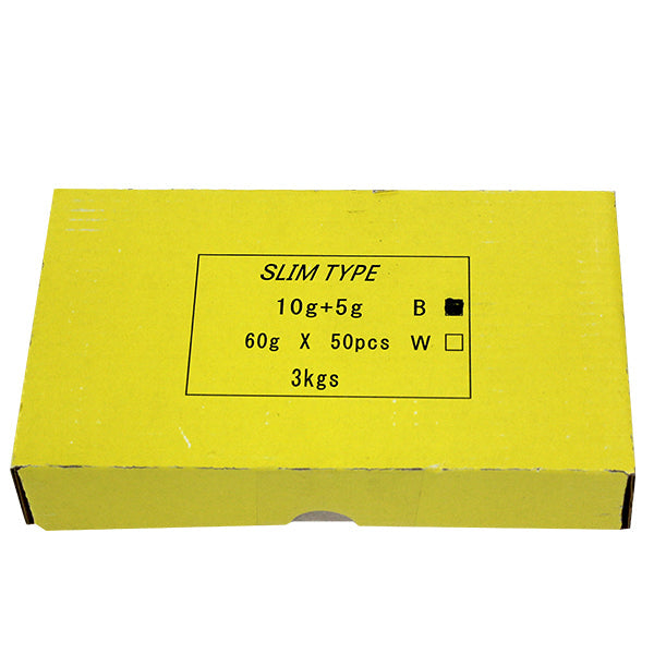 シルバー塗装 超薄型5+10G刻み板ウェイト箱入 鉛製 3KG 黒テープ