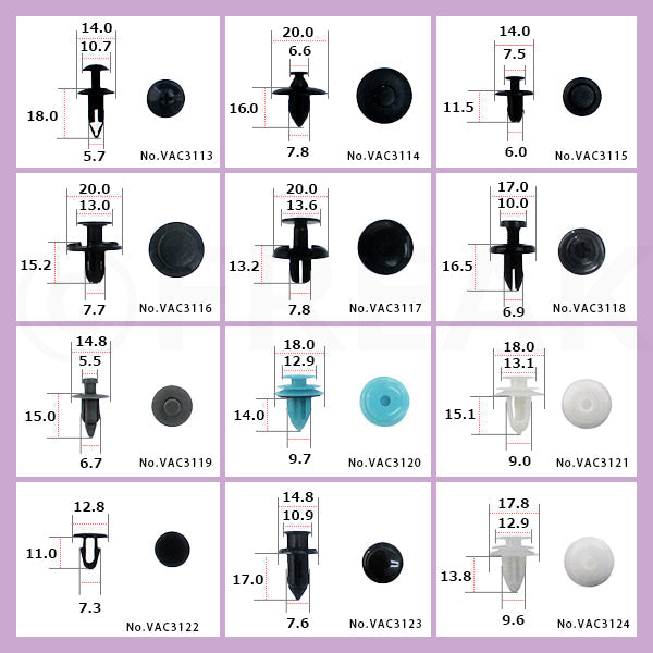 自動車用クリップセットNo.2 12種×各10個