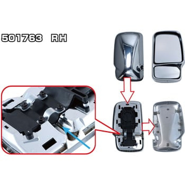 ジェットイノウエ 純正タイプミラー 日野2tデュトロ メッキVer RH 501763