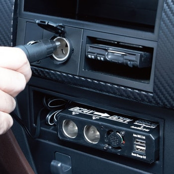 ジェットイノウエ DCDCコンバーター 24V→12V シガー×2&USB×2 シガー電源タイプ 502249