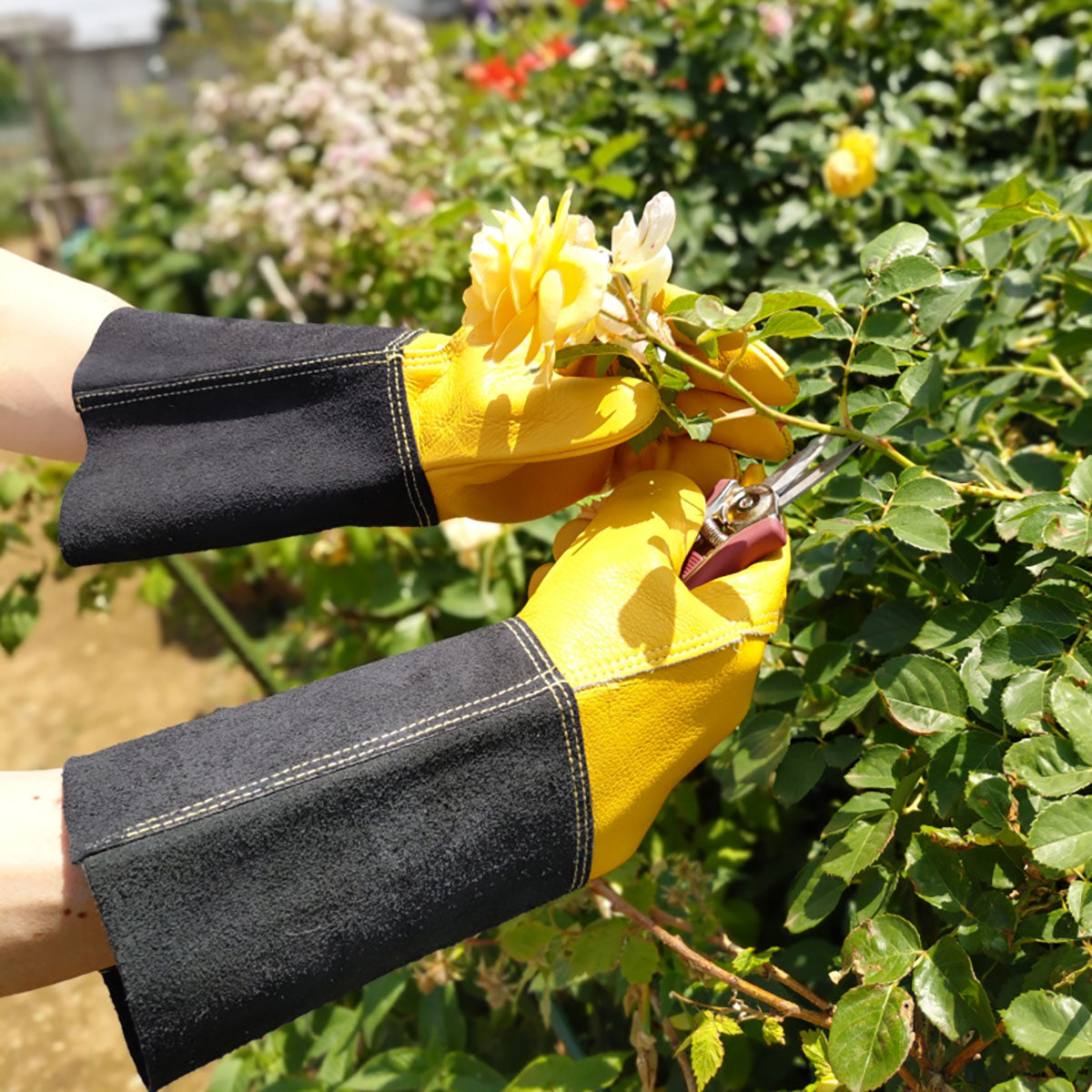 Luxury Leather Gauntlet Gloves Mens Large ガーデニング グローブ メンズ Lサイズ