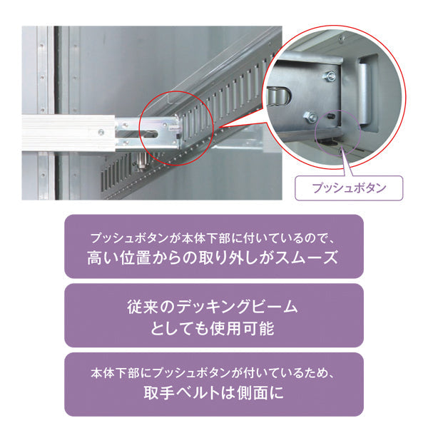allsafe プッシュ式デッキングビームSSサイズ 使用範囲 1,550~1,820mm