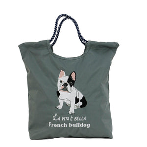 アニマル刺繍コードトート ブルドッグ