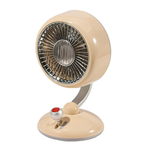 卓上扇風機 レトロデザイン USB充電式 3600mAh 自動首振り 3段階風量 夜間ライト付き 小型デスクファン クリーム