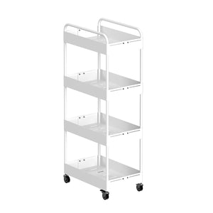 幅18.5〜27cm調整 ワイドチェンジストッカー(4段)隙間フィット・スチール製・キャスター付き ホワイト