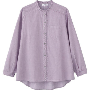 長袖 ワンタッチテープブラウス パープル M~L/LL