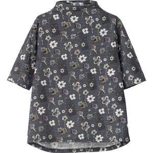 5分袖後ろ長めTシャツ グレー M~L/LL