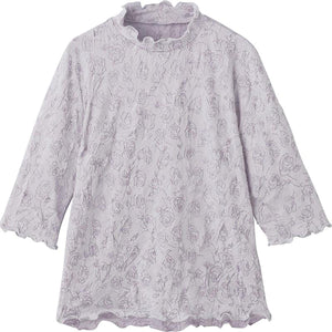 7分袖背中ゆったり着心地Tシャツ グレー M/L