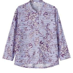 ワンタッチテープ前開きTシャツ ブルーパープル M~L/LL