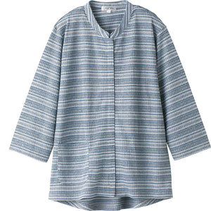 7分袖前開きTシャツ パープル M~L/LL/3L