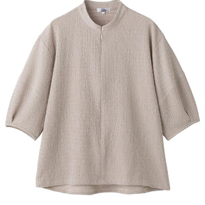 ロングファスナーパフスリーブTシャツ グレージュ M~L/LL