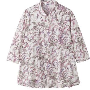 7分袖ロングファスナーAラインTシャツ ローズ S/M~L/LL/3L