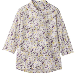 7分袖ロングファスナーTシャツ 濃パープル S/M~L/LL