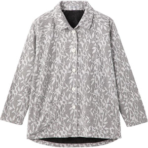 カット衿付マグネット釦カーディガン(指先ストレッチ) オフ M~L