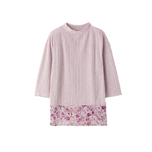 前・後ろ着られる7分袖Tシャツ ローズ M/L