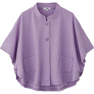 斜め釦ホールポンチョ パープル M~L