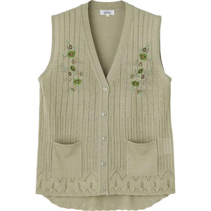 ニットワンタッチテープV首ベスト グリーン S/M~L/LL