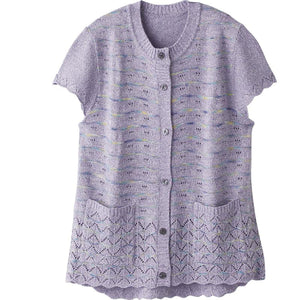 ニットワンタッチテープ丸首ベスト パープル M~L/LL/3L