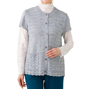 ニットワンタッチテープ丸首ベスト グレー M~L/LL/3L