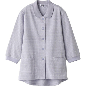 7分袖斜め釦ホールポロカーディ ブルーパープル M~L/LL/3L