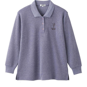 胸刺繍付ポロシャツ 青パープル M~L