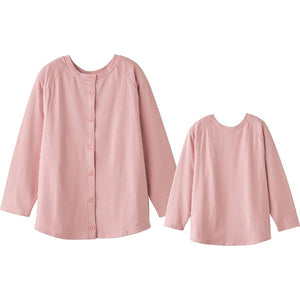 斜め釦ホールまえむきカーディガン ピンク M/L
