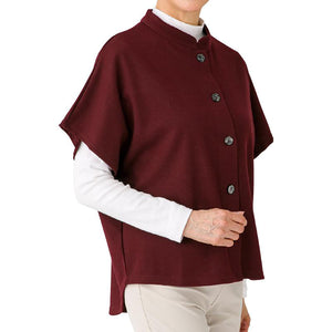 カット後ろ長めスタンド衿ベスト ワイン M~L