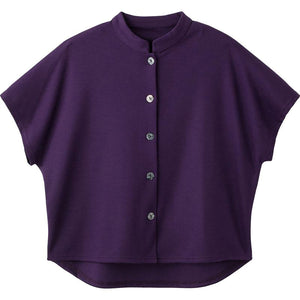 カット後ろ長めスタンド衿ベスト パープル M~L