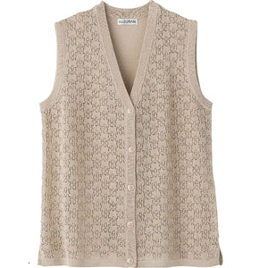 ニットワンタッチV首ベスト ベージュ M~L