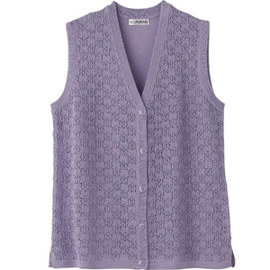 ニットワンタッチV首ベスト ラベンダー M~L