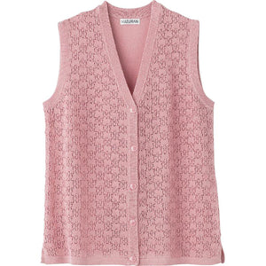 ニットワンタッチV首ベスト ローズ M~L