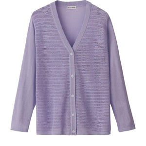 ニットワンタッチV首カーディ ラベンダー M~L