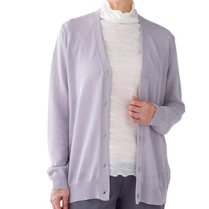 V首サマーニットカーディガン パープル M~L/LL