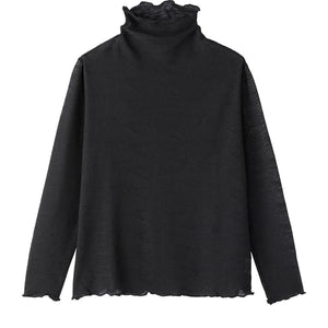 メロー衿ジャカートTシャツ ブラック M~L/LL