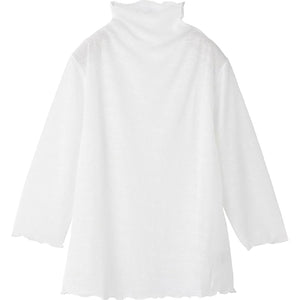 7分袖メロー衿ジャカードTシャツ オフ M~L/LL