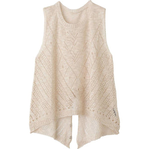 透かし柄ニットベスト ベージュ M~L/LL