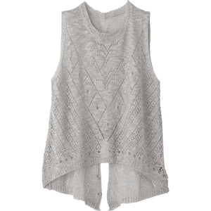 透かし柄ニットベスト グレー M~L/LL