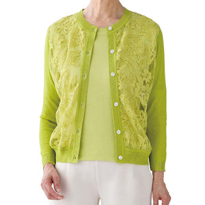 ニットレース切替アンサンブル グリーン M/L