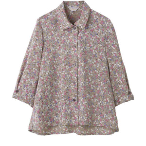 7分袖ワンタッチテープブラウス モカベージュ M/L