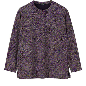 京染ちりめんTシャツ 流線パープル M~L