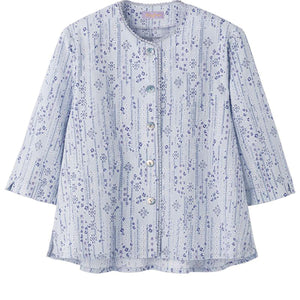 7分袖斜めボタンホールブラウス グレー M/L