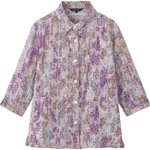 7分袖斜めボタンホールブラウス ピンク M/L